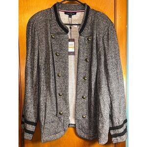 Tommy Hilfiger Military Band Open Jacket Marled Heather Grey Womens 3X Plus Size
